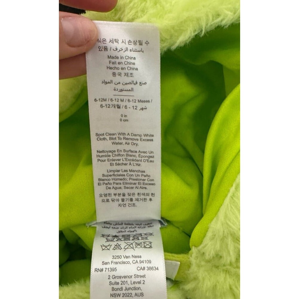 Pottery Barn Kids Green Alien Baby Hooded Halloween Costume 6-12 Months - Picture 6 of 6